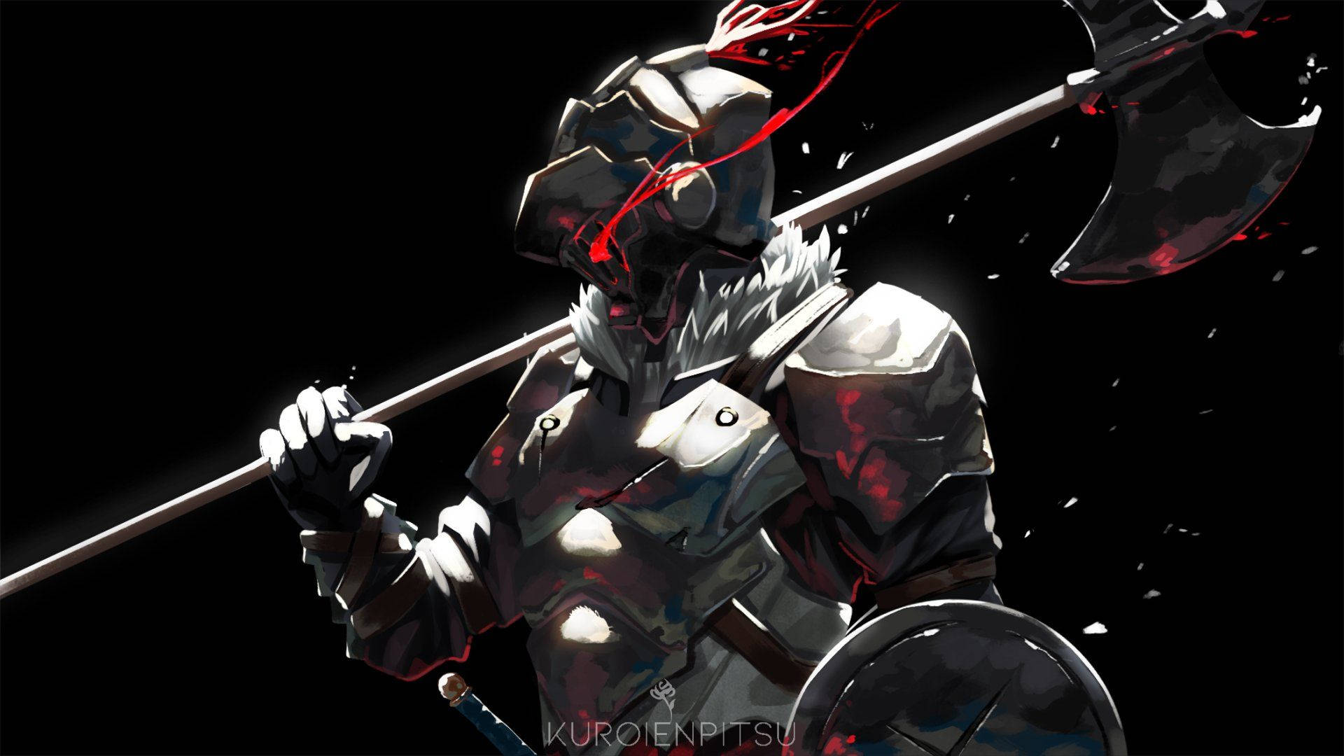 Goblin Slayer Prepared To Battle With His Mighty Dane Axe Background