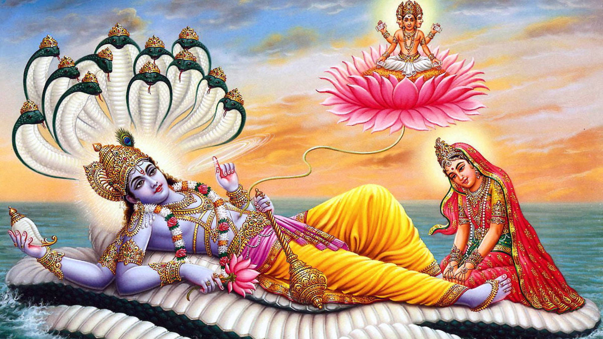 God Full Hd Krishna And Brahma Background