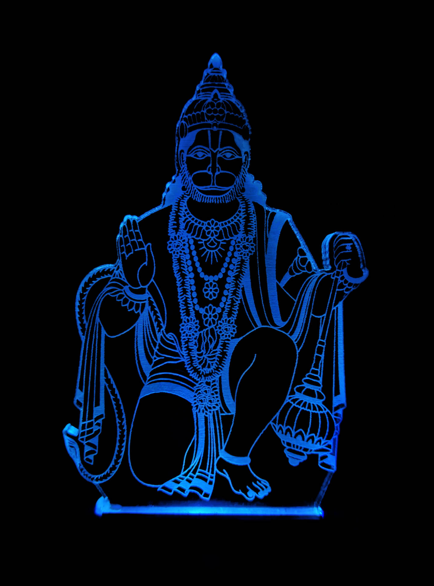 God Hanuman Blue And Black Background