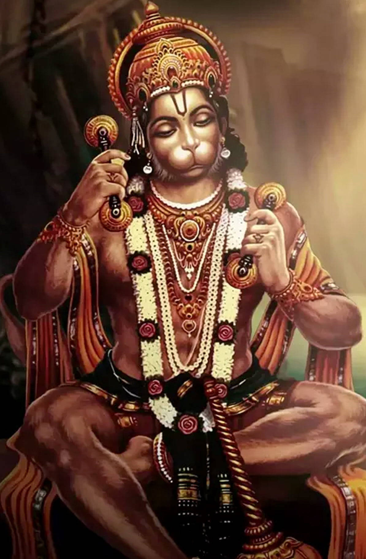 God Hanuman Brown Aesthetic Phone Background