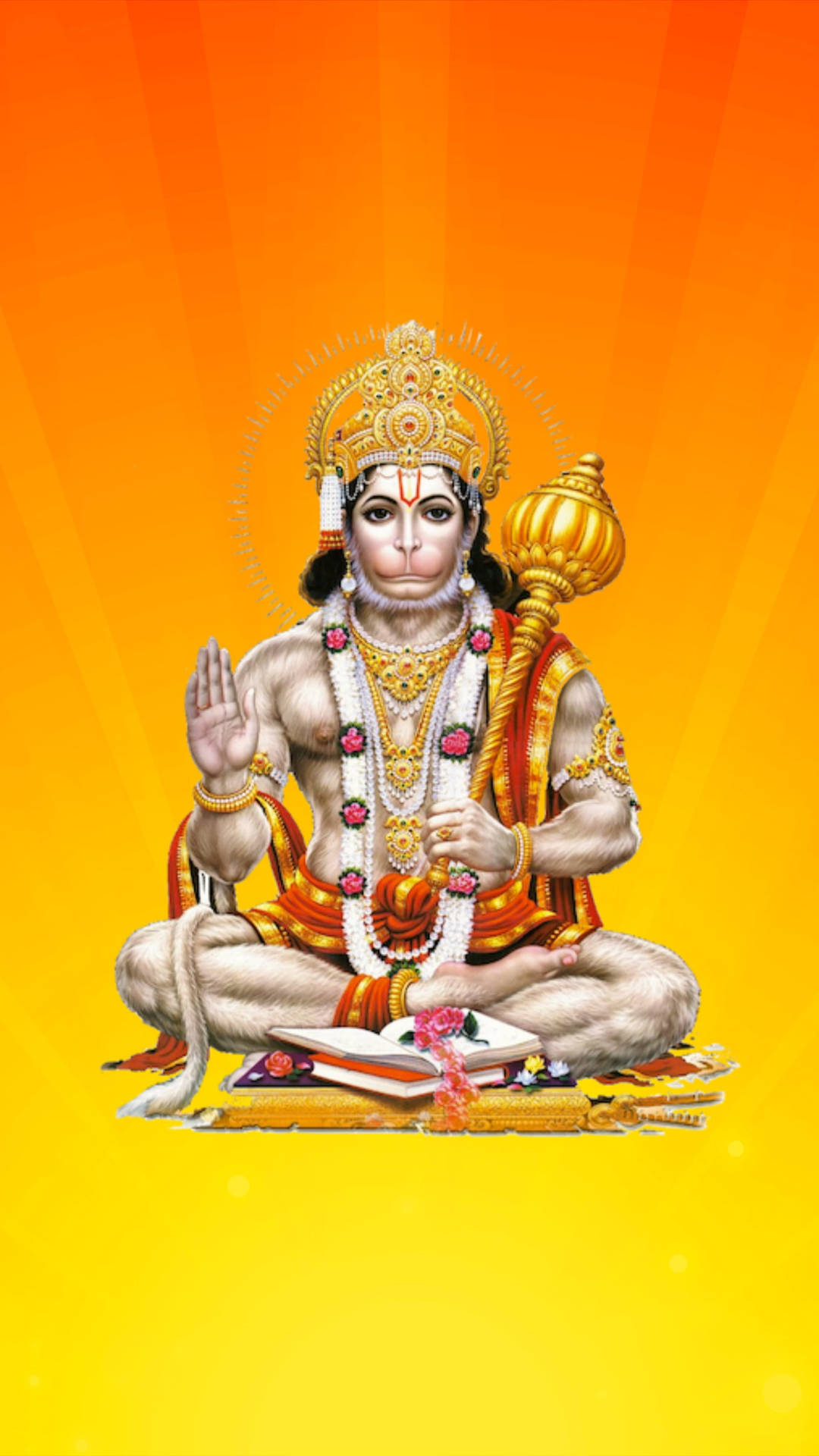 God Hanuman Orange Gradient Aesthetic Background