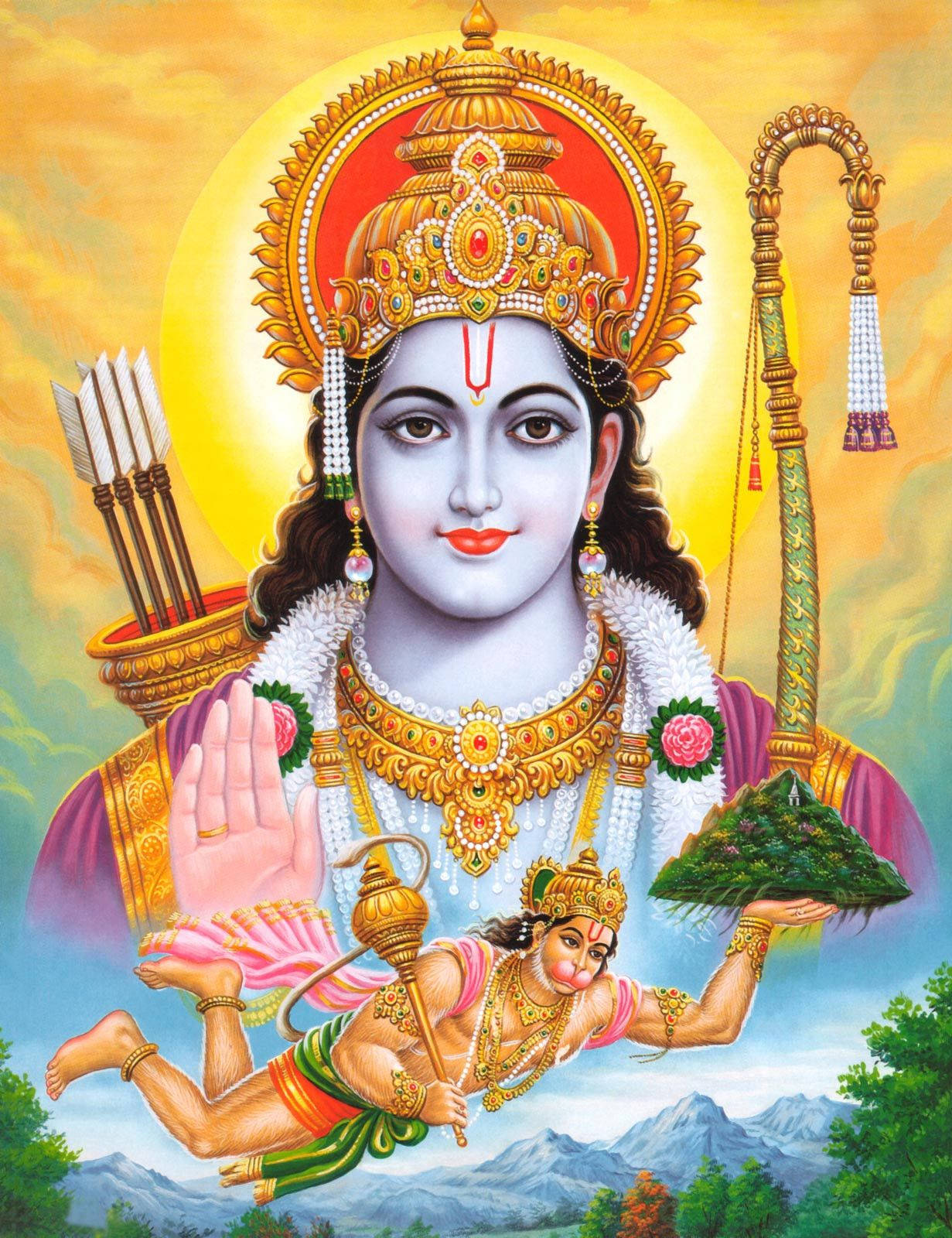 God Hanuman Sri Rama Background