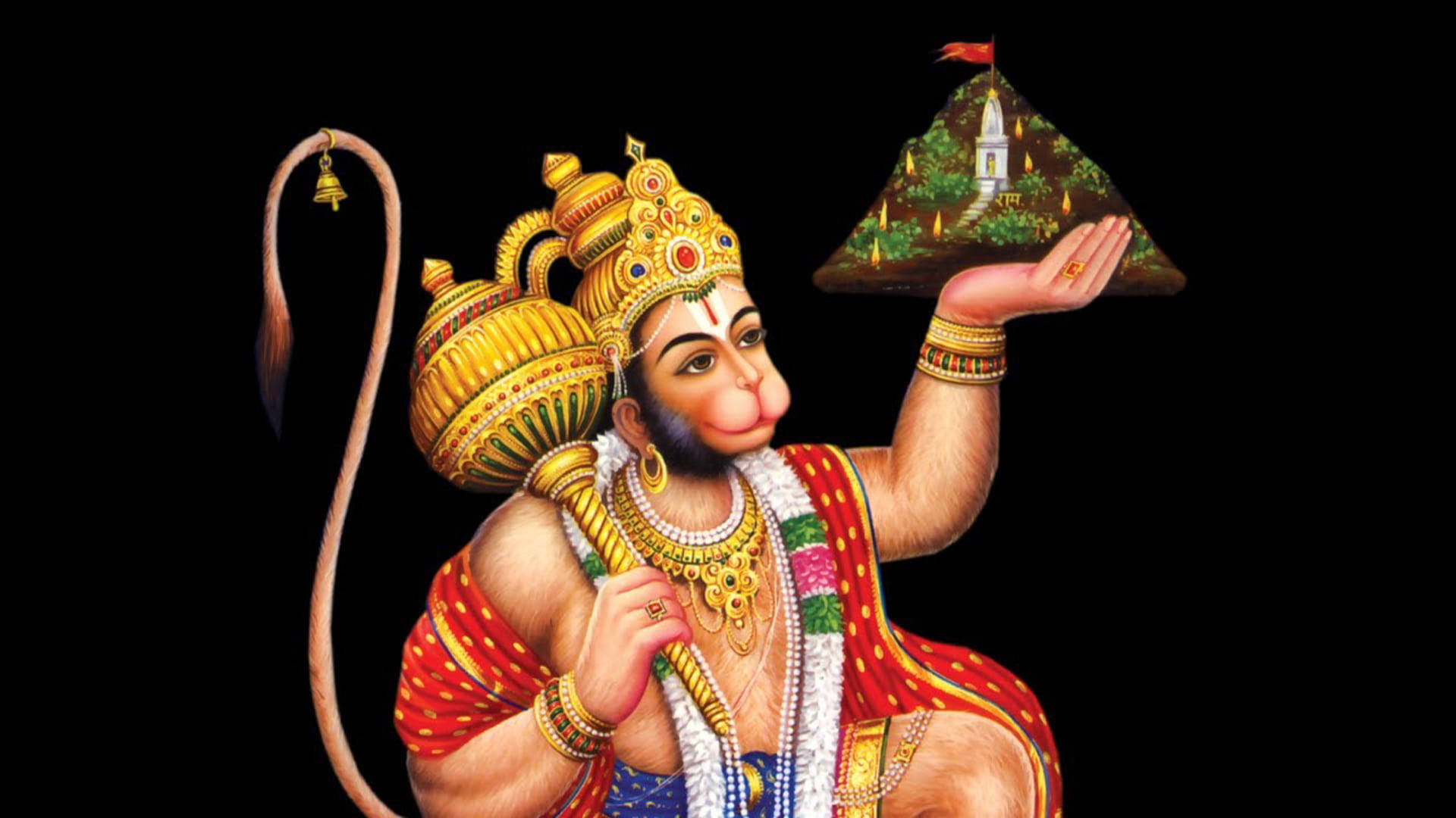 God Hanuman With Medicine Mountain Background
