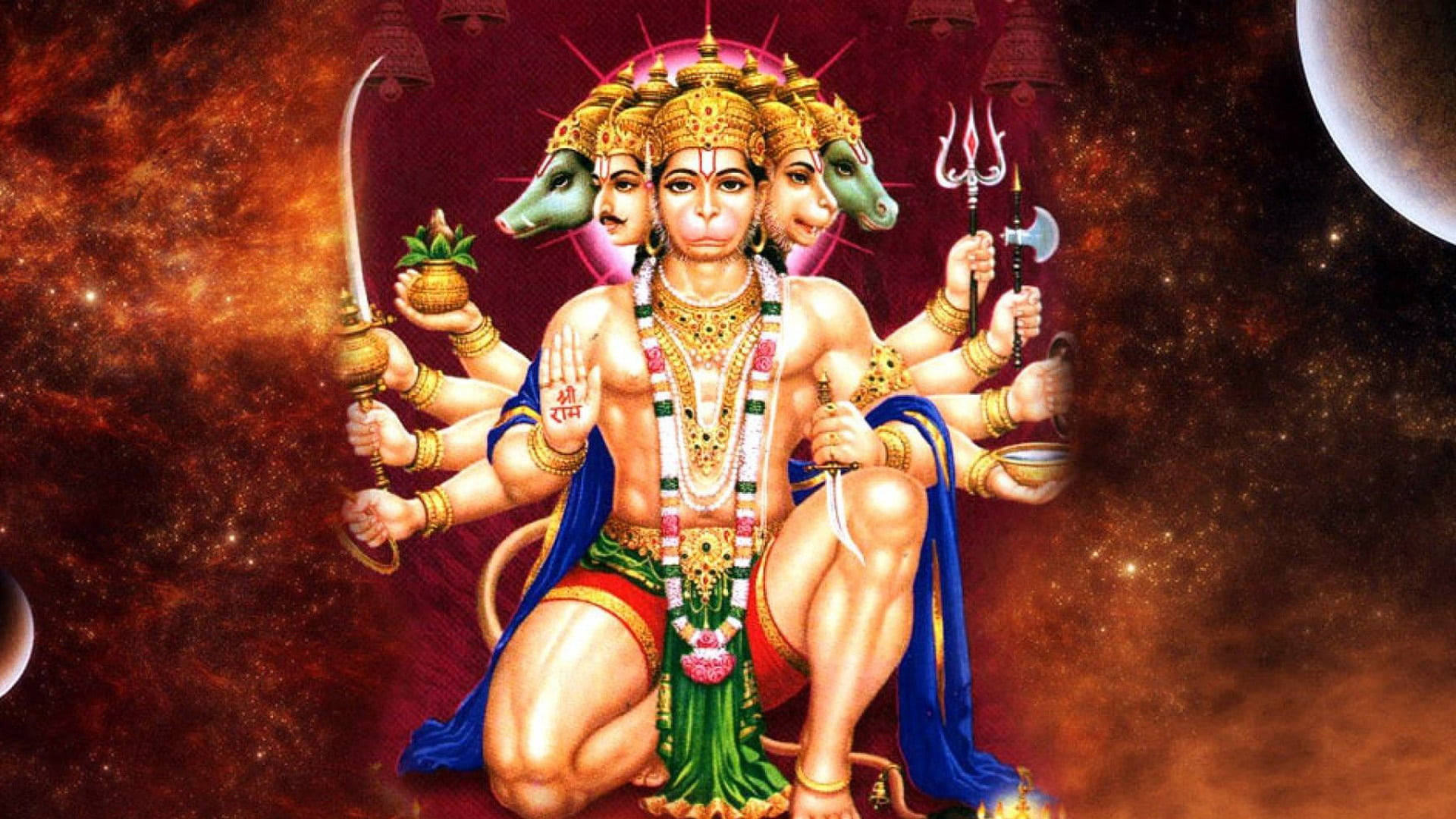 God Hanuman With Other Hindu Gods Background