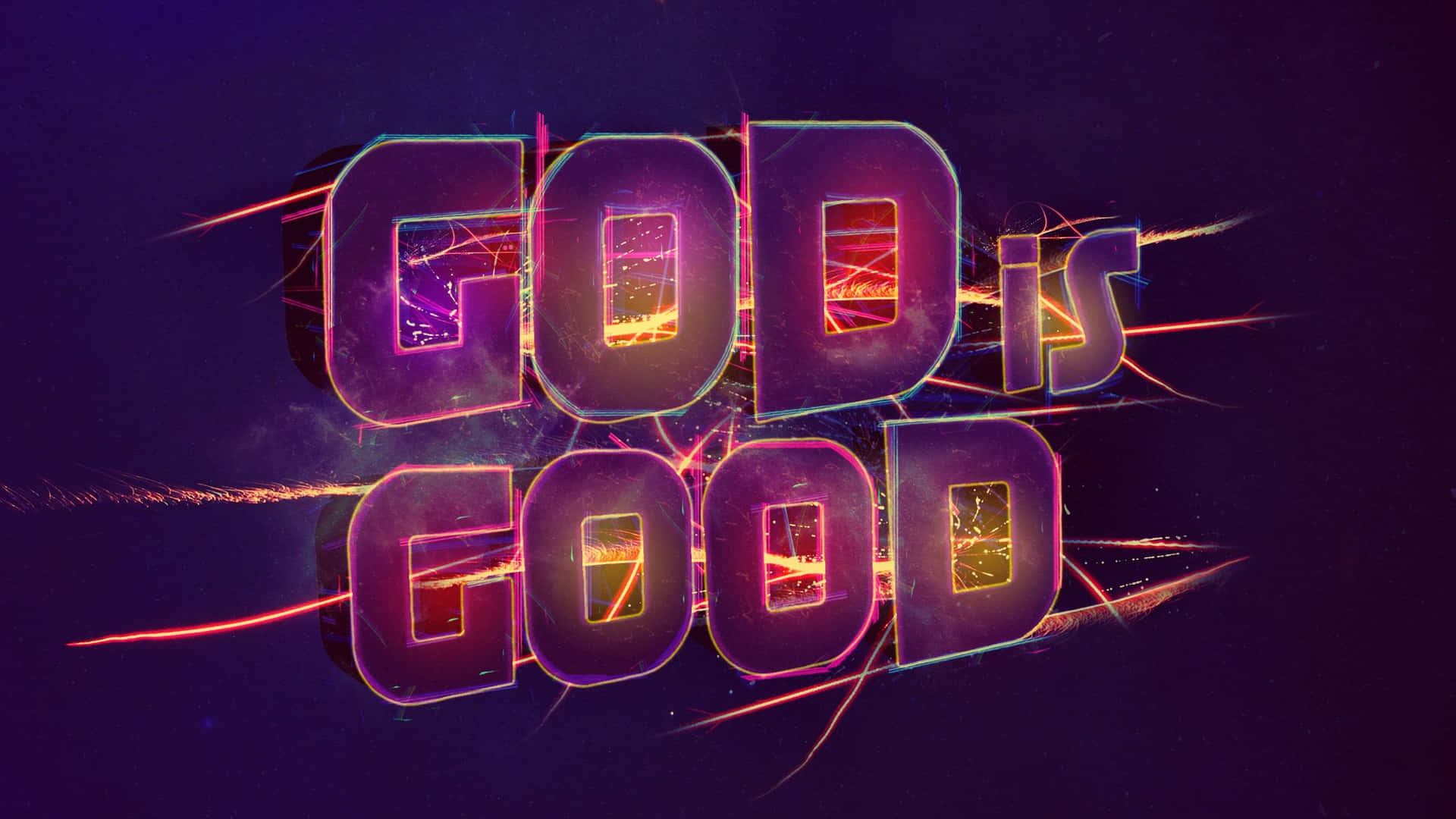 God Is Good Purple Sparkling Lights Background