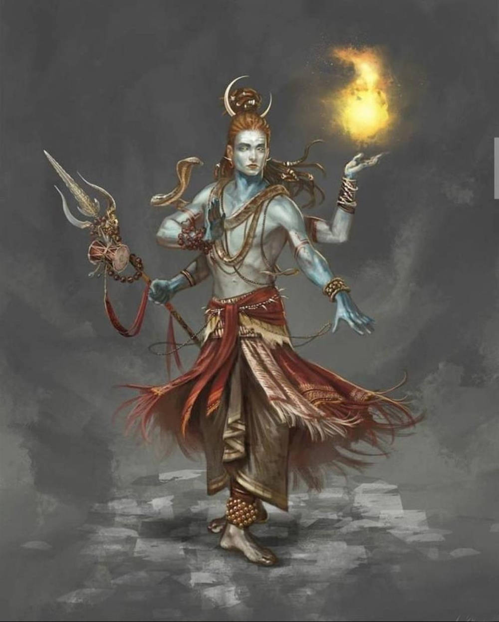 God Mobile Shiva Trident Flame Background