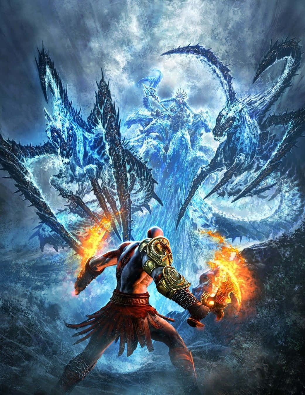 God Of War Iii Kratos Fighting Dragons Background