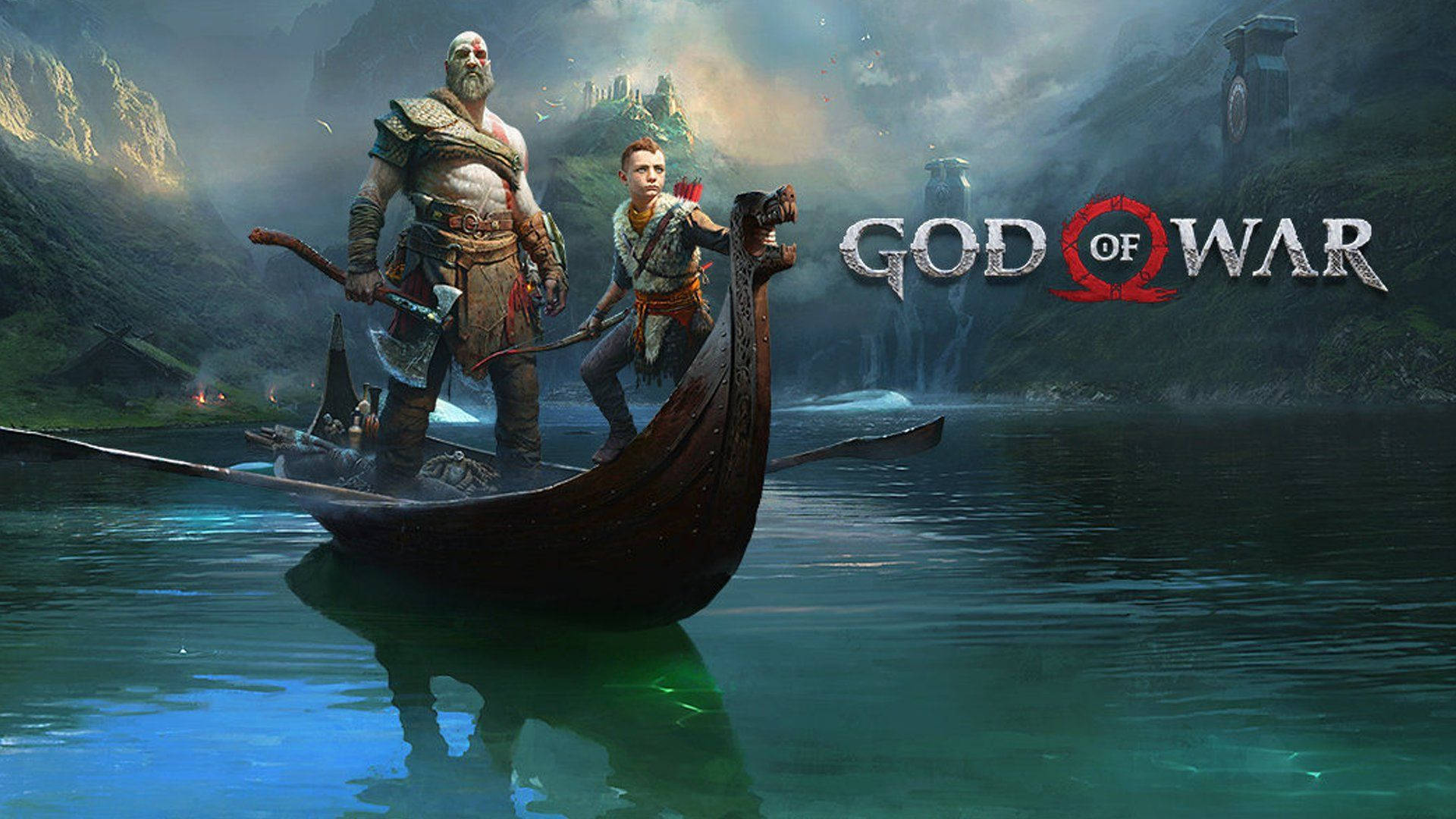 God Of War Kratos And Atreus At River Background