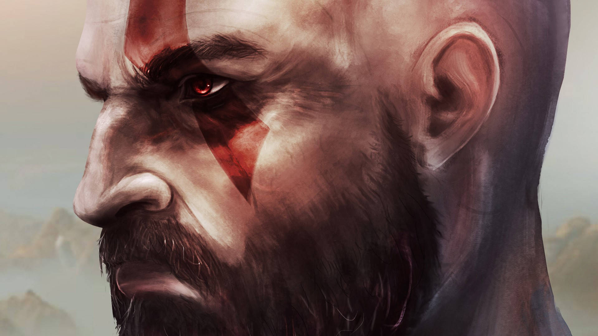 God Of War Kratos Closeup Background