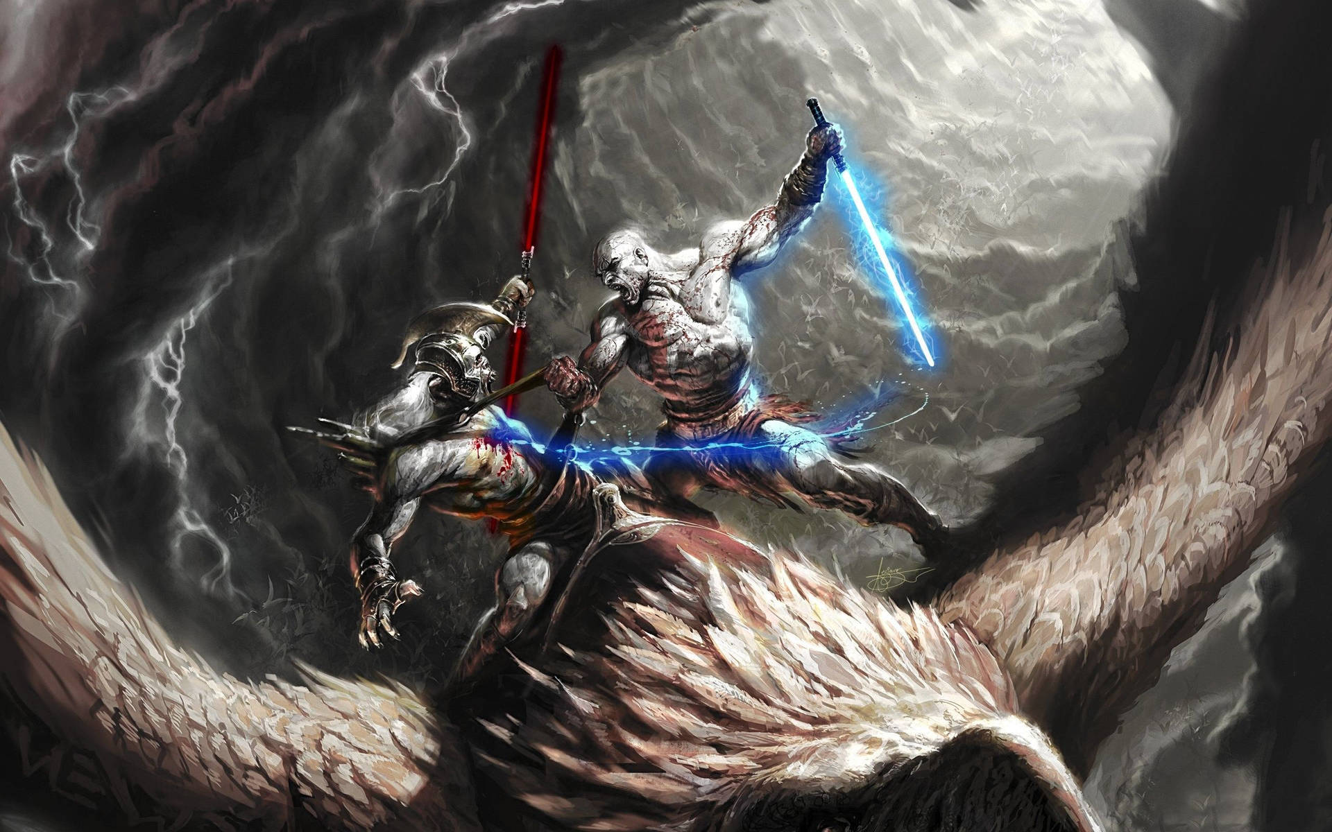 God Of War Kratos Lightsaber Background