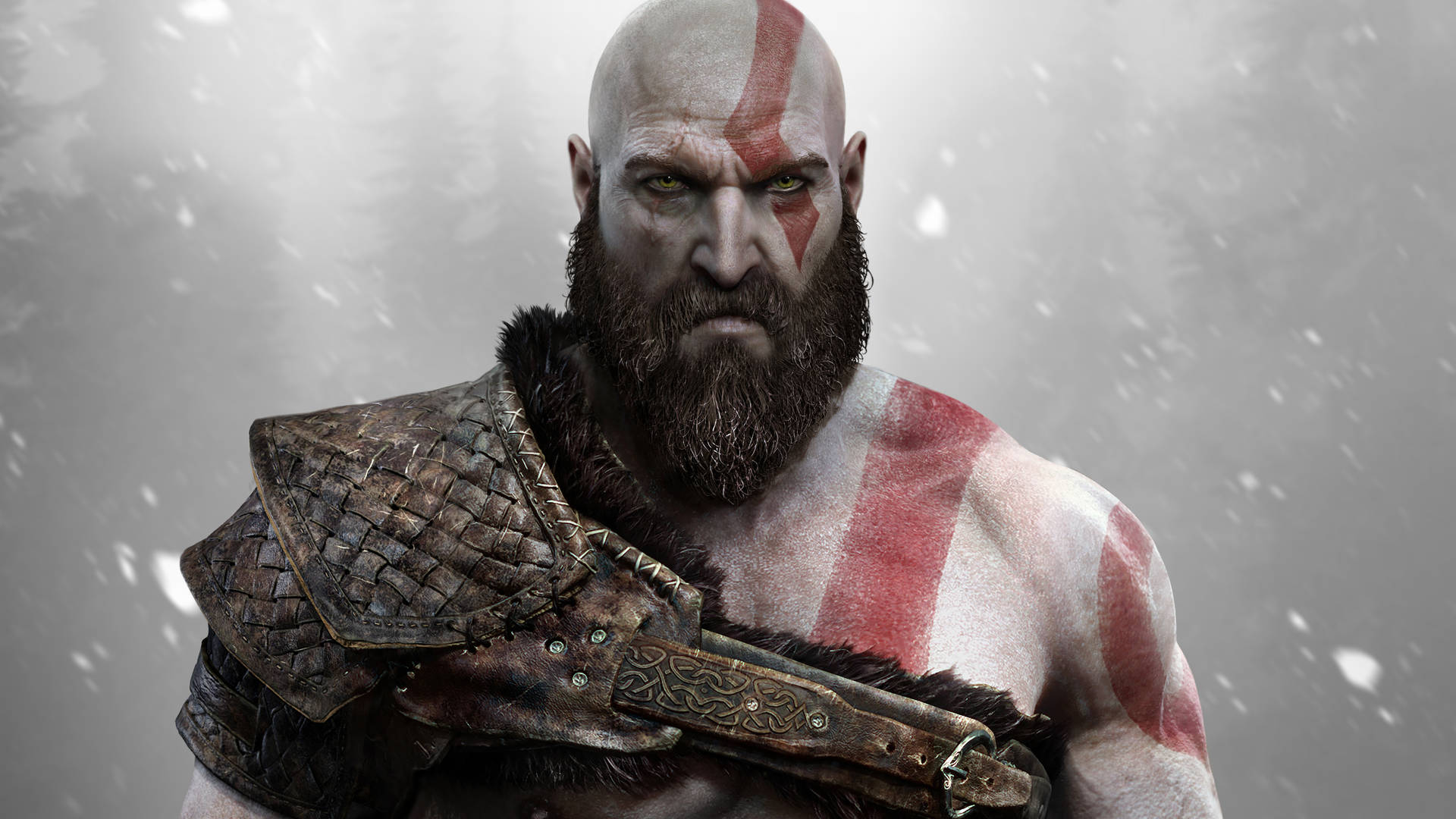 God Of War Kratos Red Tattoos Background