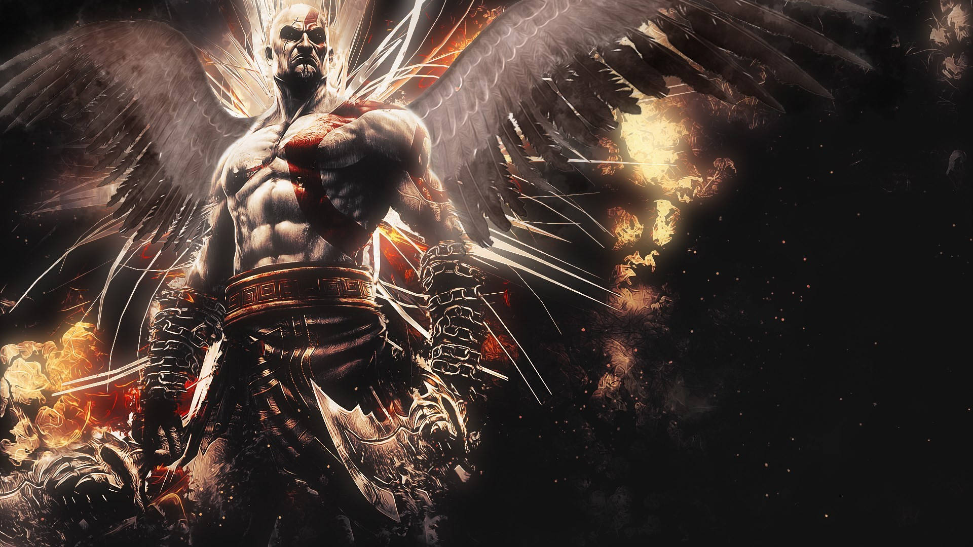God Of War Winged Kratos Art Background