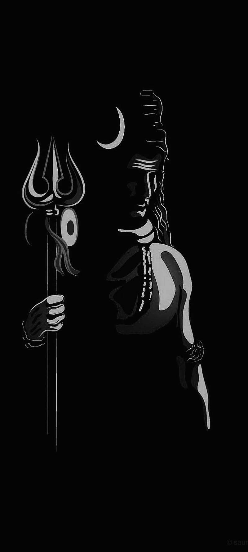 God Shiva Black Silhouette Background