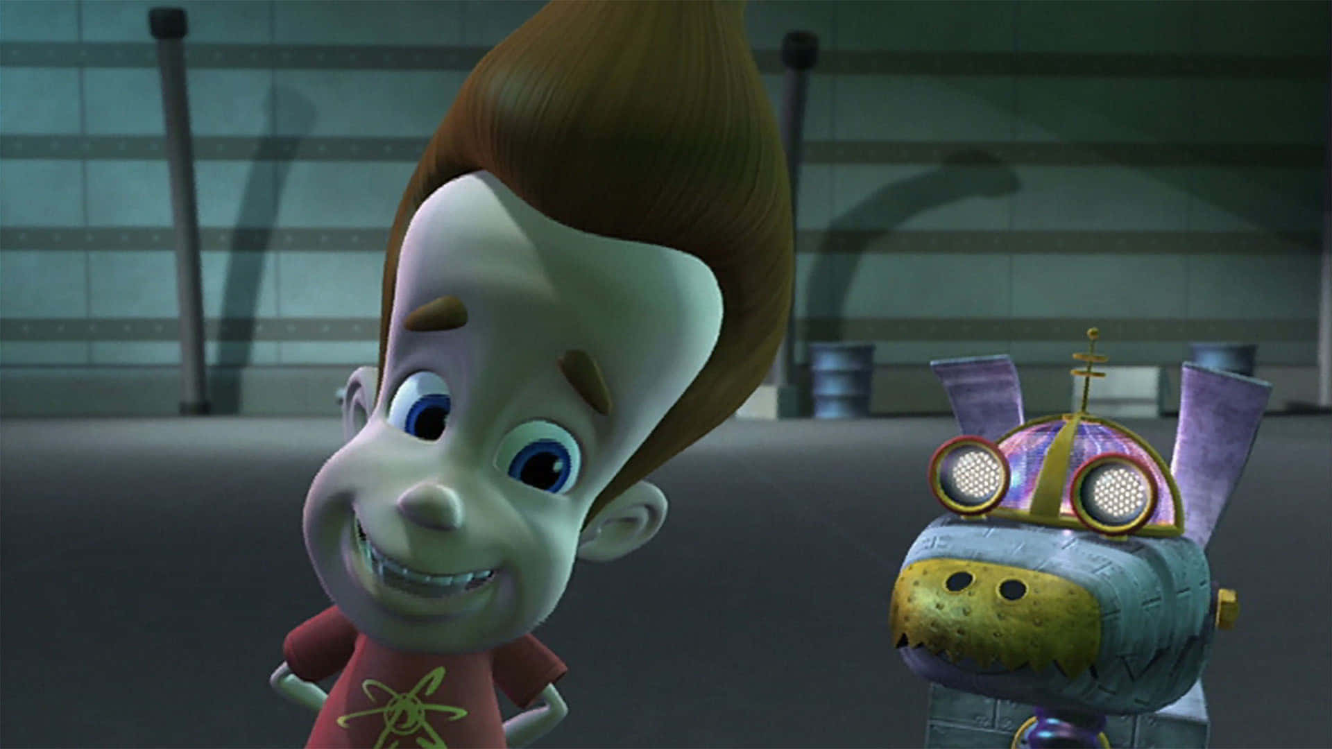 Goddard With Embarrassed Jimmy Neutron Boy Genius Background