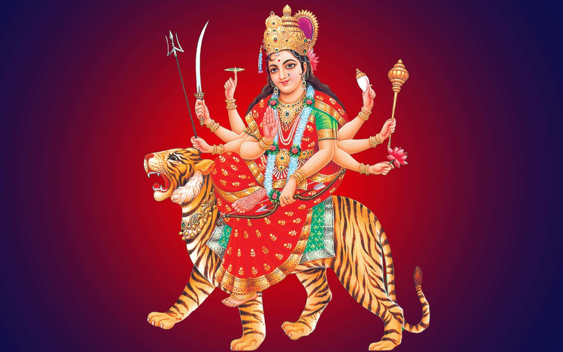 Goddess Durgaon Tiger Background