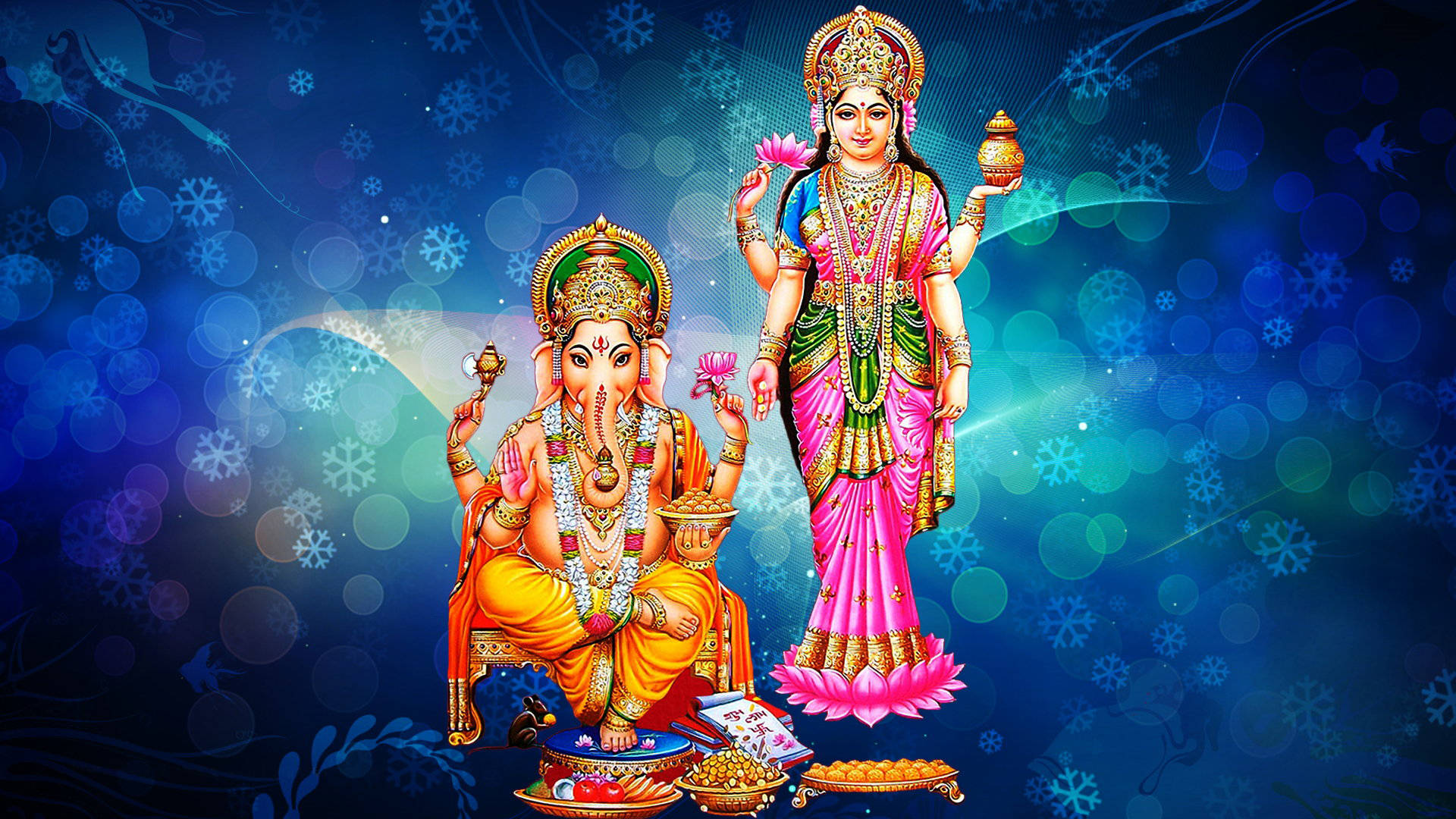 Goddess Ganesha And Lakshmi Background