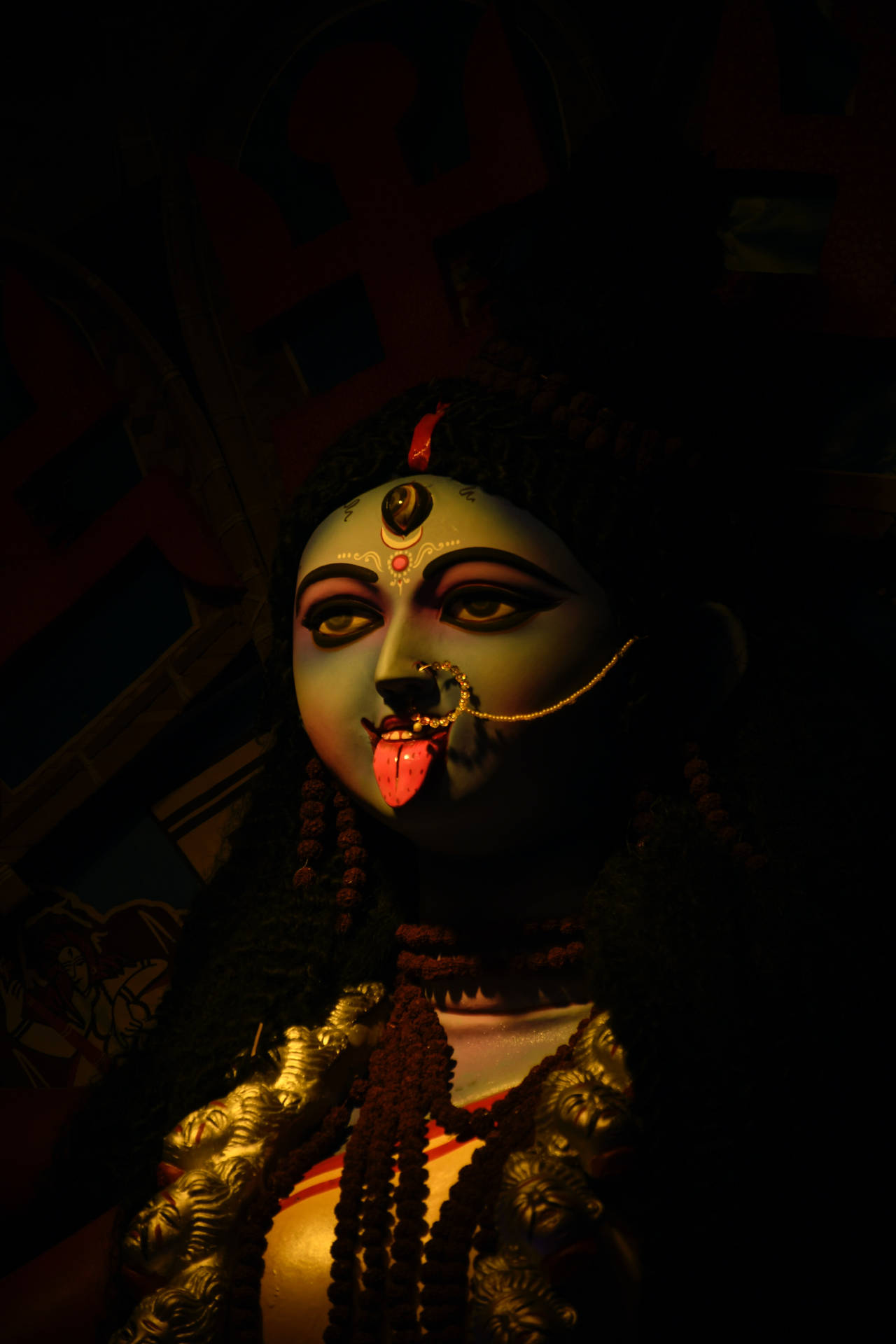 Goddess Kali In The Dark Background