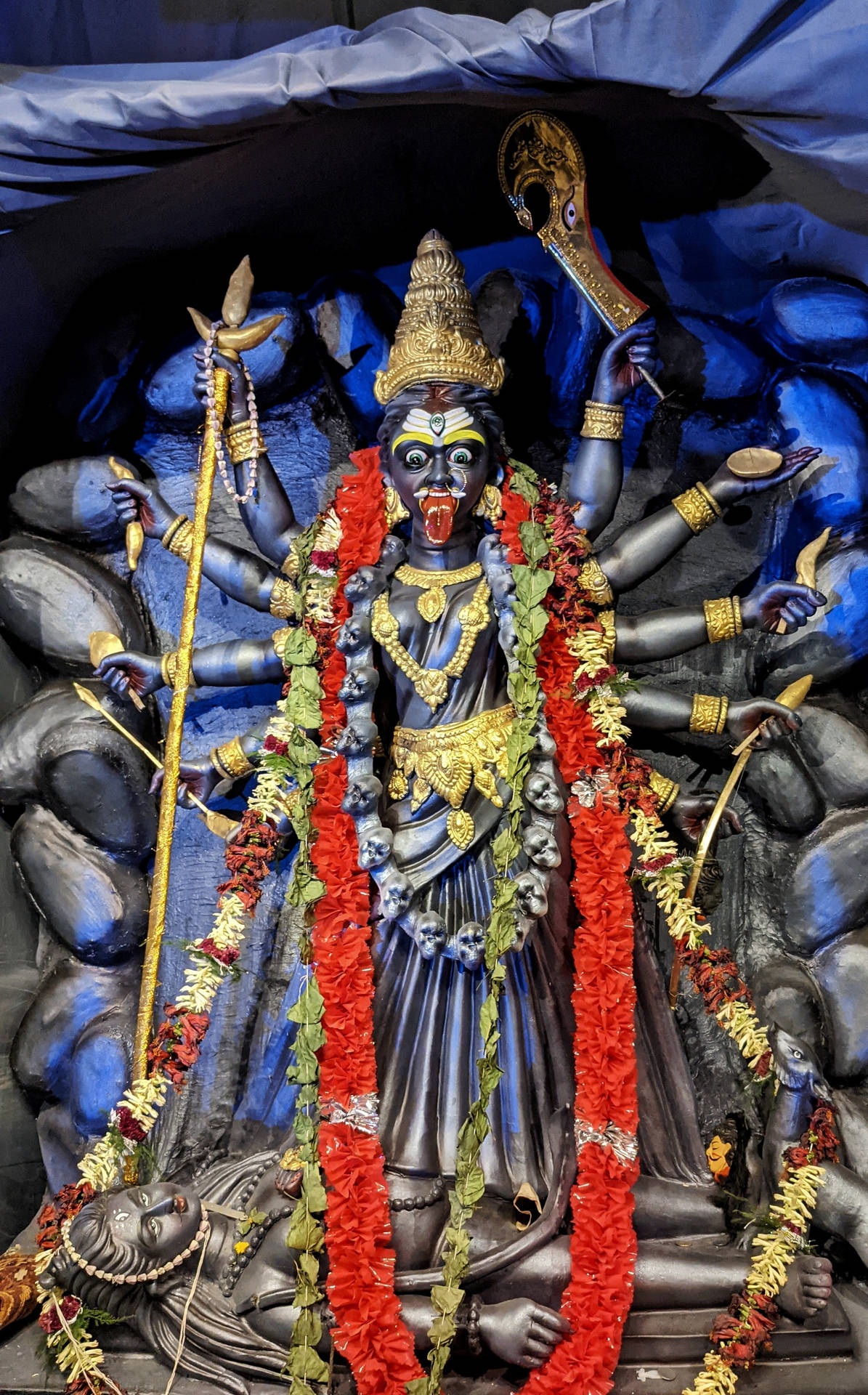 Goddess Kali Red Garland Background