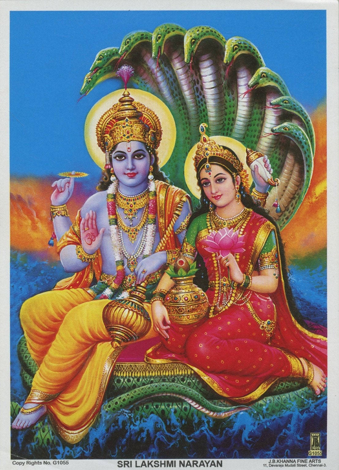 Goddess Lakshmi And Vishnu On Shesha Throne Hd