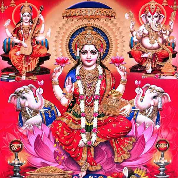 Goddess Lakshmi With Ganesh Background