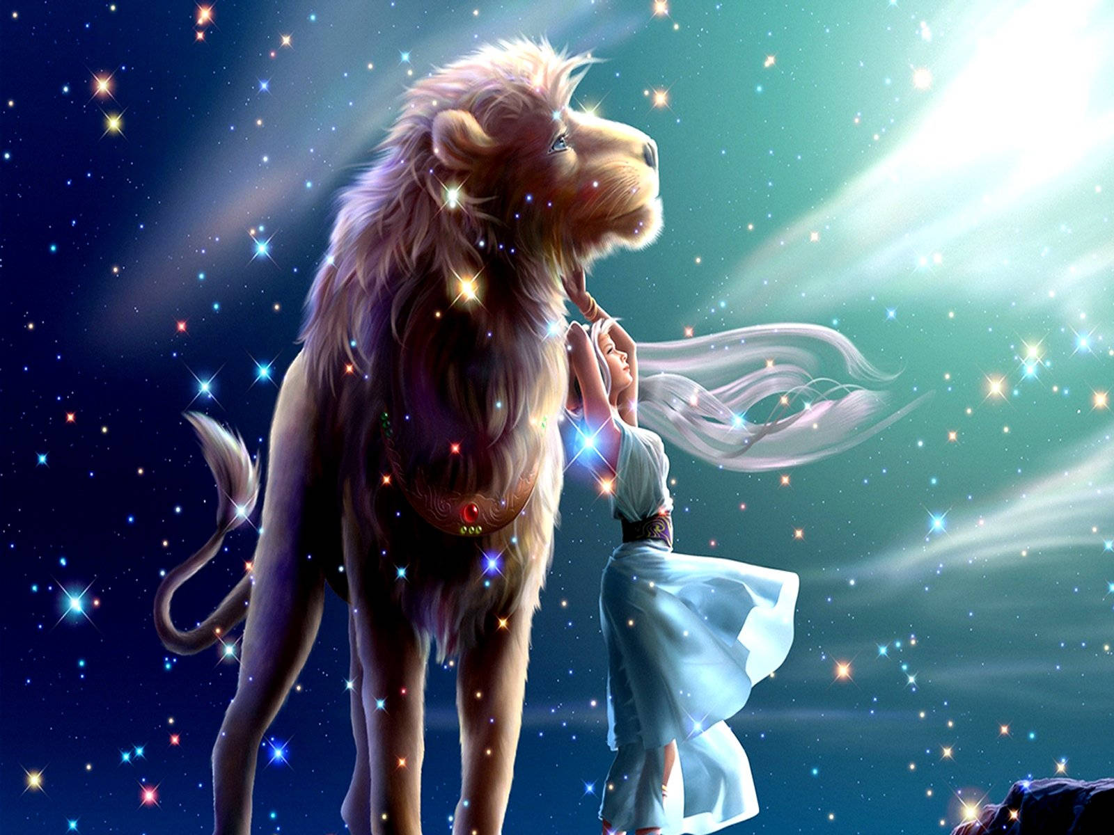 Goddess Lion Galaxy Background