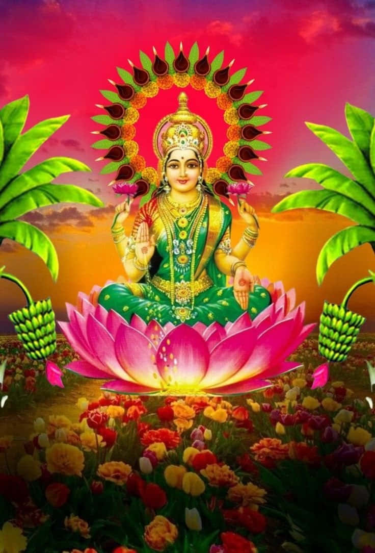 Goddess_ Mahalakshmi_on_ Lotus Background