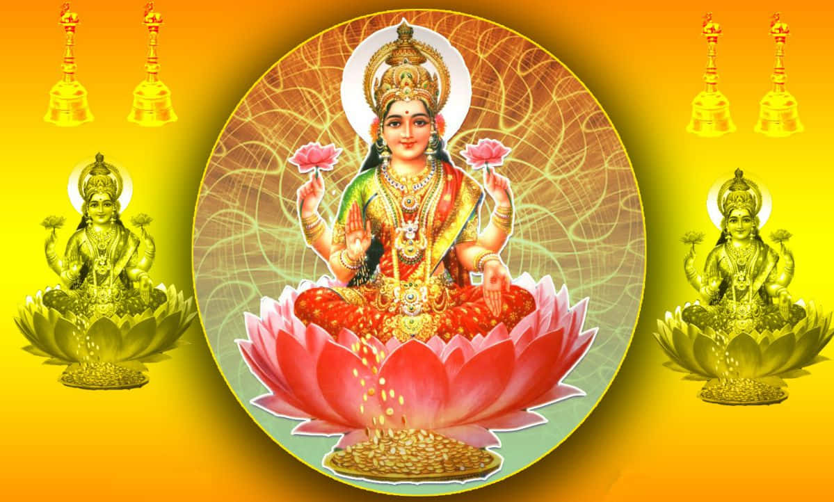 Goddess Mahalakshmion Lotus Background