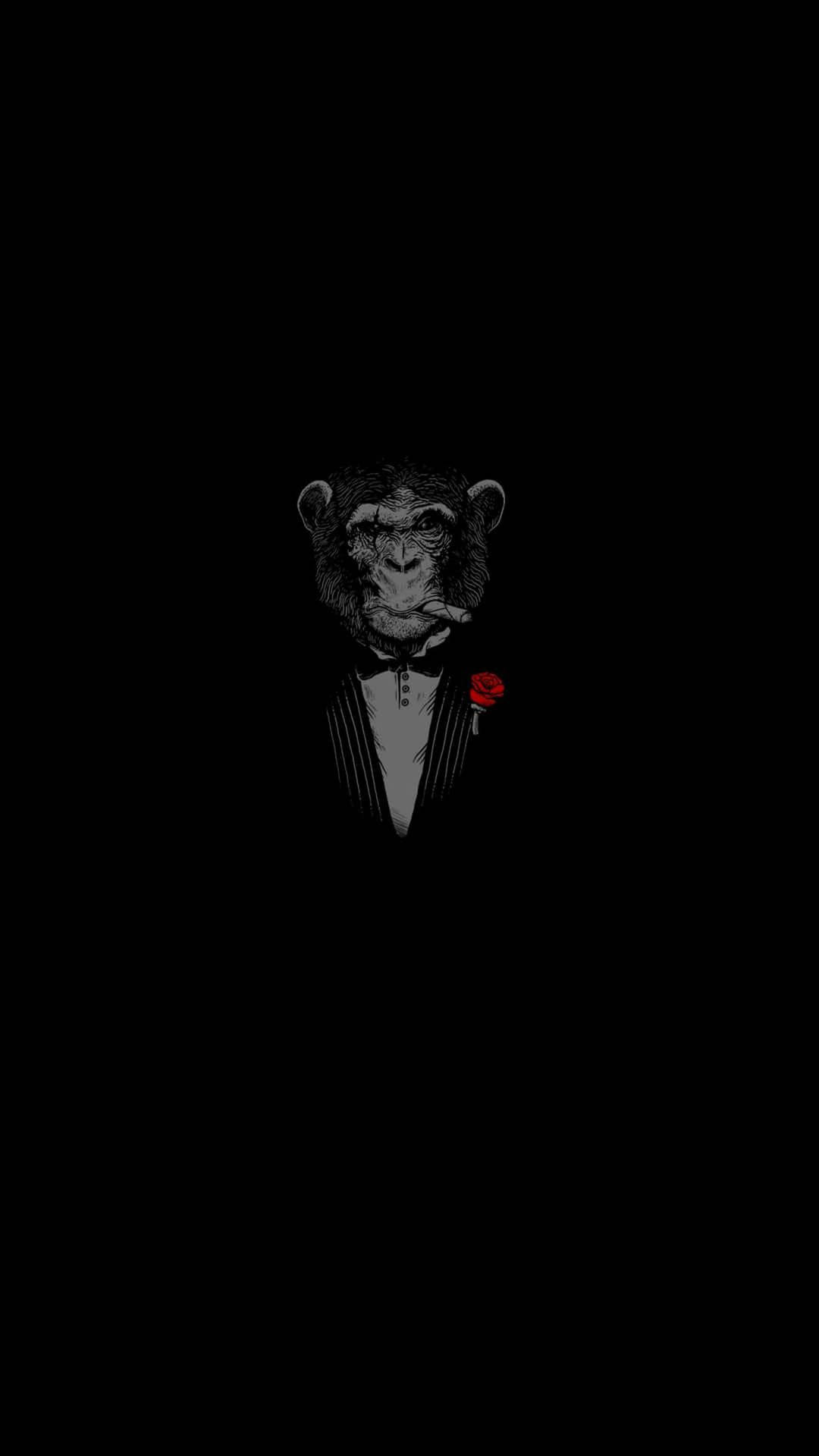 Godfather Monkey Minimalist Black Phone Background