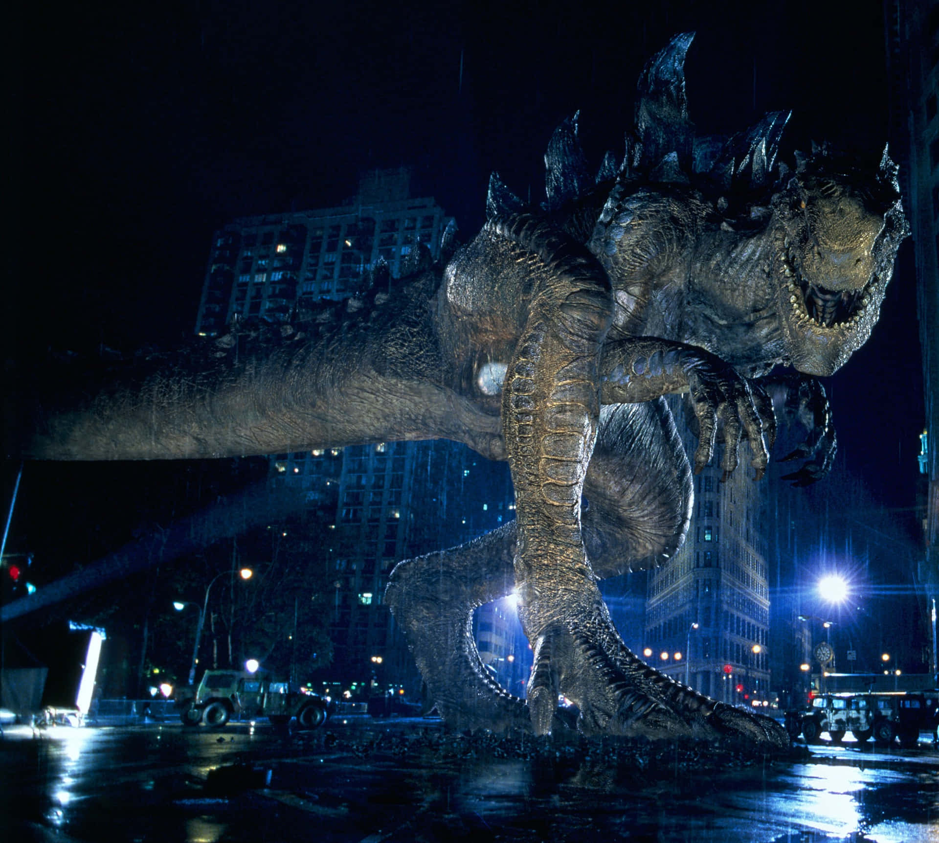 Godzilla 1998 Rampaging Through The City