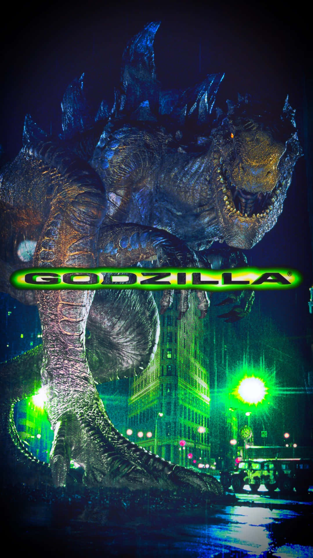 Godzilla 1998 Roaring In The City Background