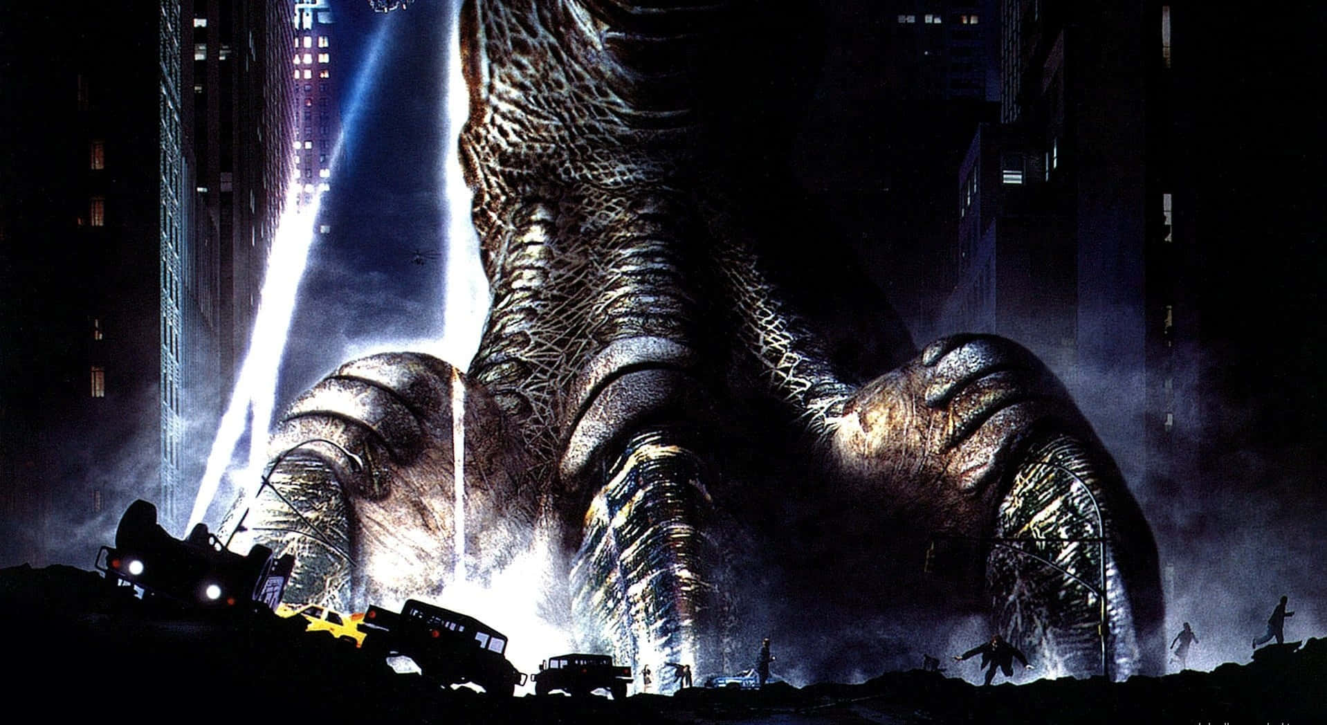 Godzilla 1998 Wreaks Havoc In The City Background