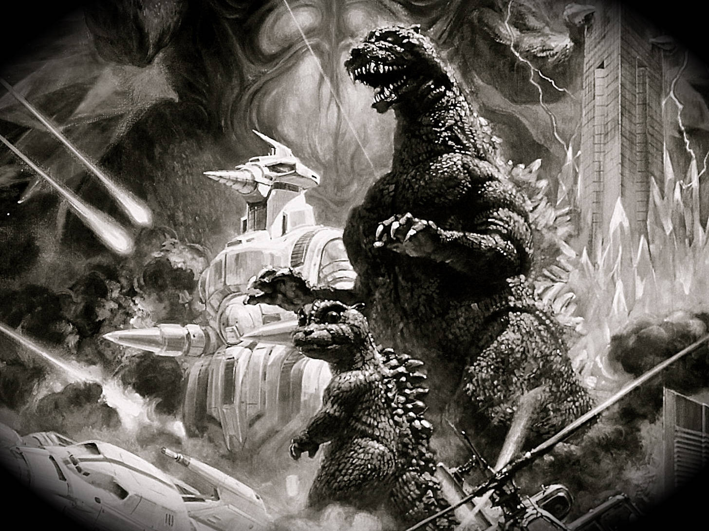 Godzilla 4k Black And White Background