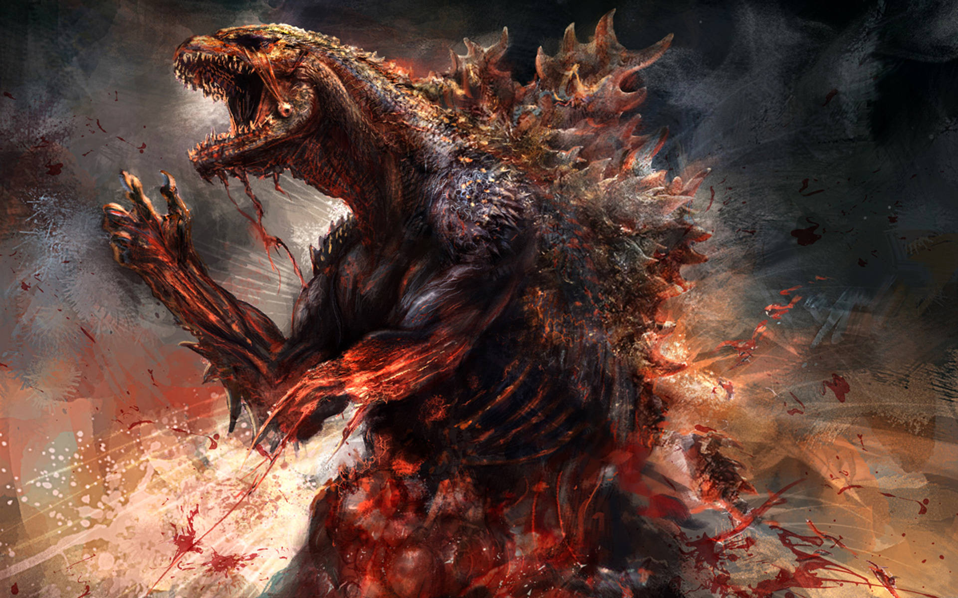 Godzilla 4k Bloody Background