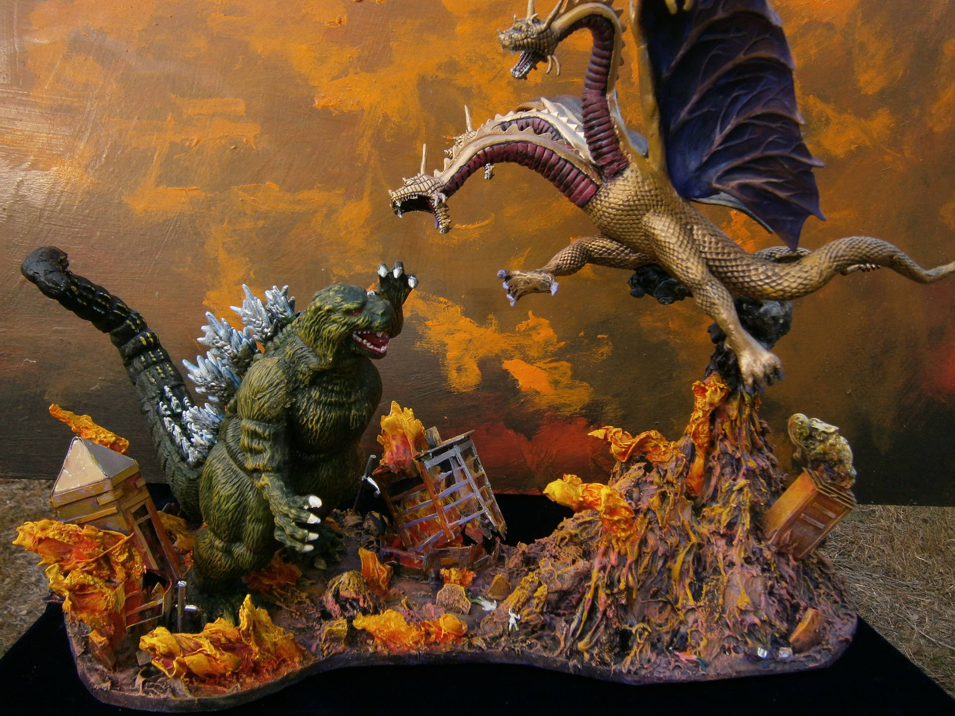 Godzilla 4k Figures Background