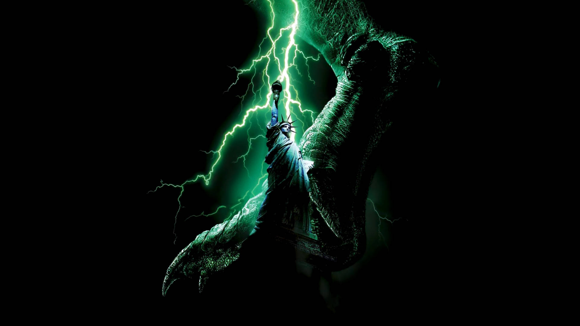 Godzilla 4k Green Lightning Background