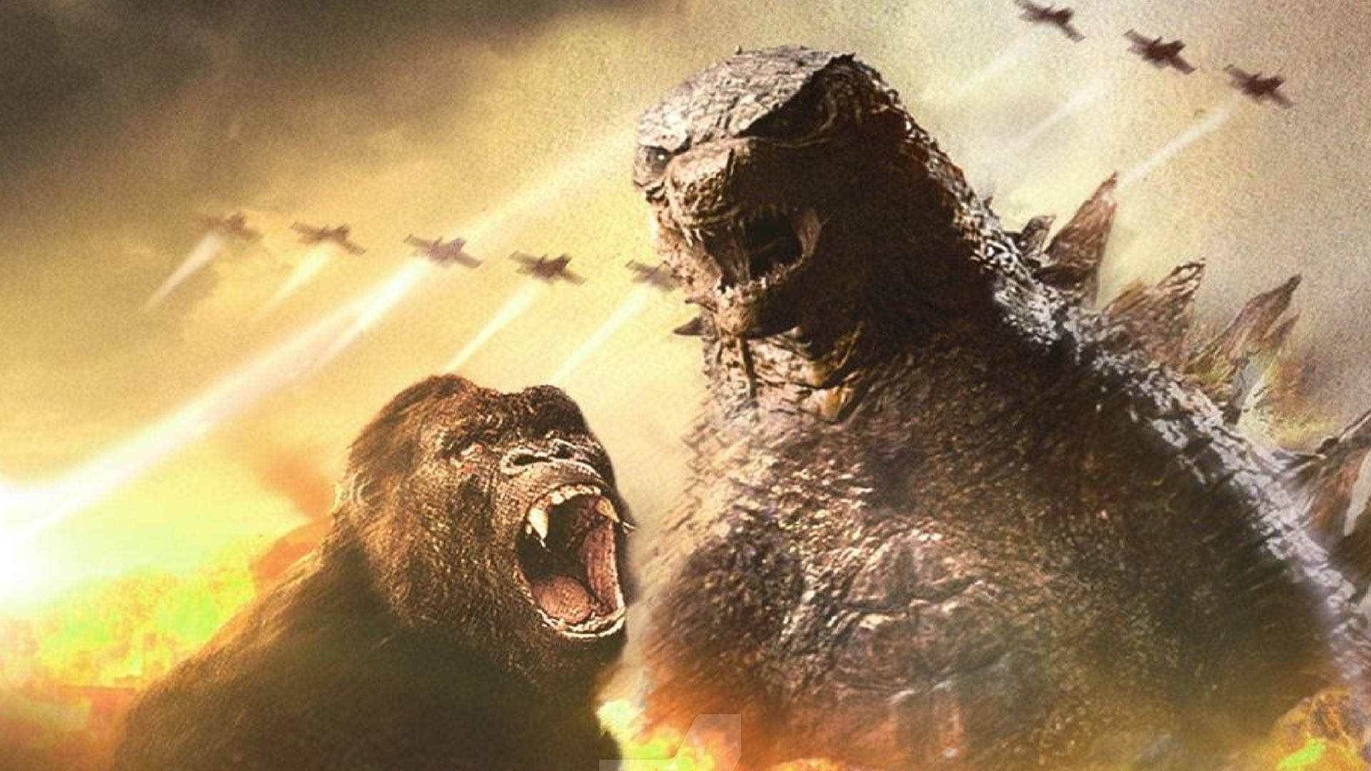 Godzilla And King Kong Face Off In Epic Battle Background