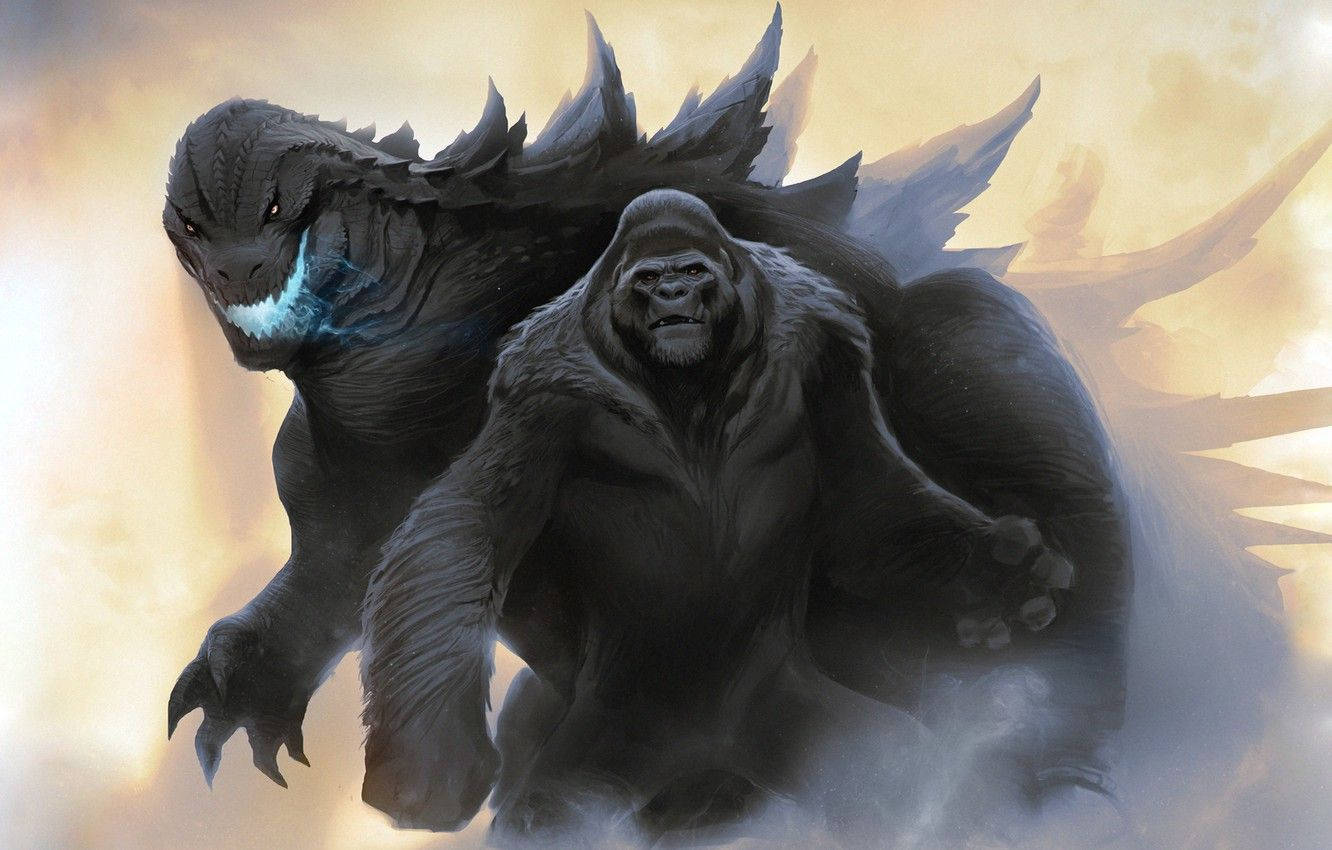 Godzilla And Kong Clash In Epic Battle Background