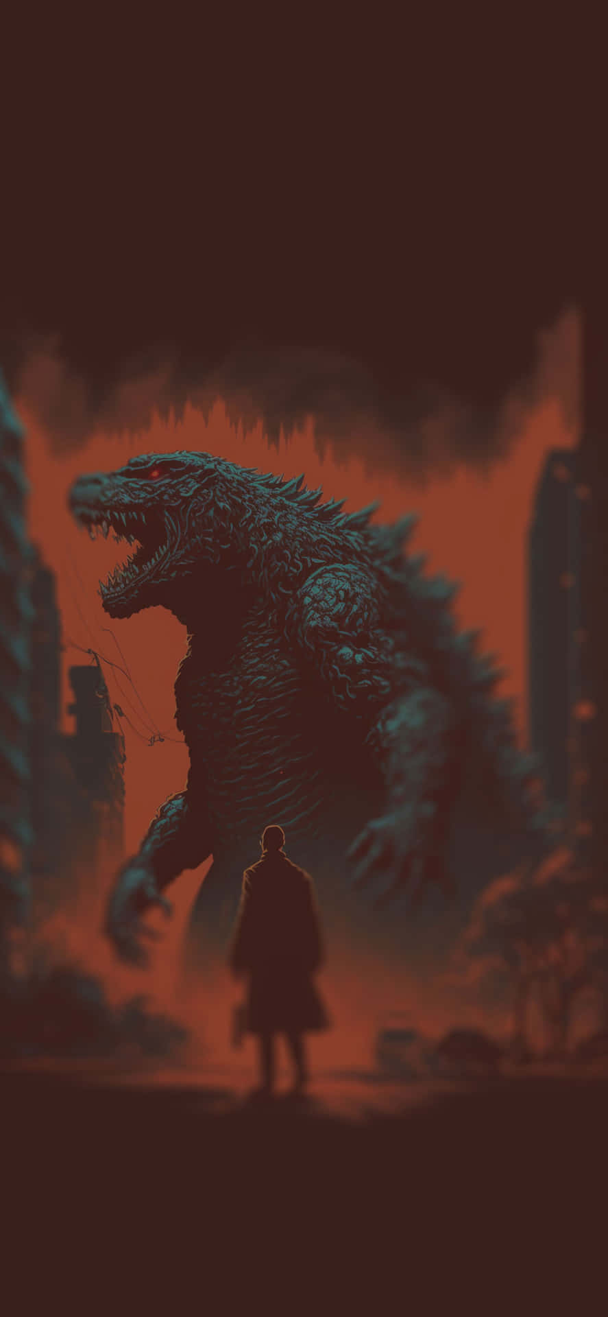 Godzilla Silhouettei Phone Wallpaper Background