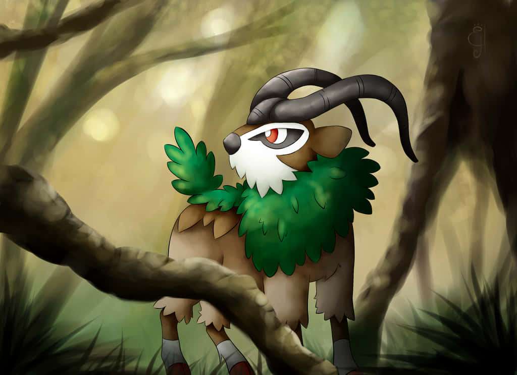 Gogoat In Mystical Forest Background
