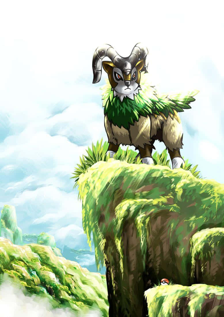 Gogoat On Grassy Cliff