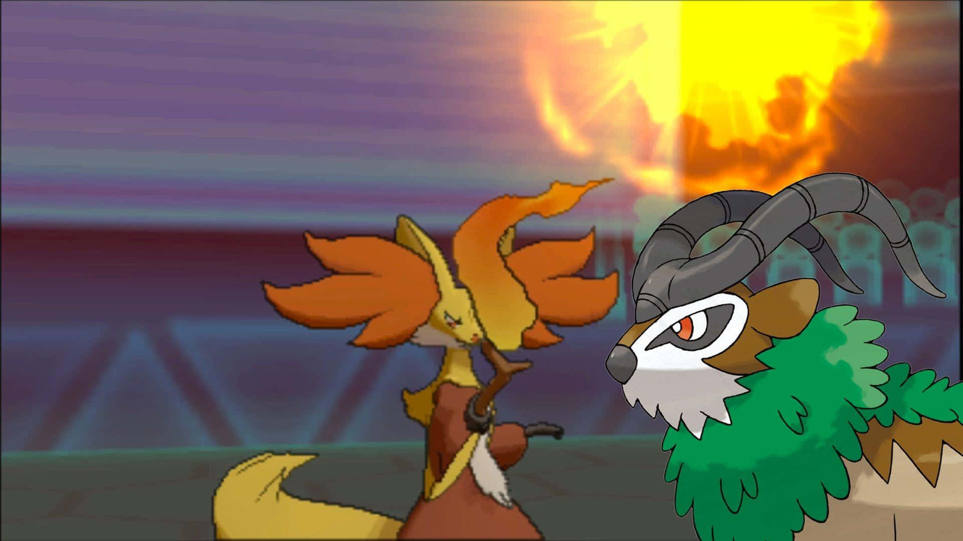 Gogoat With Delphox Background
