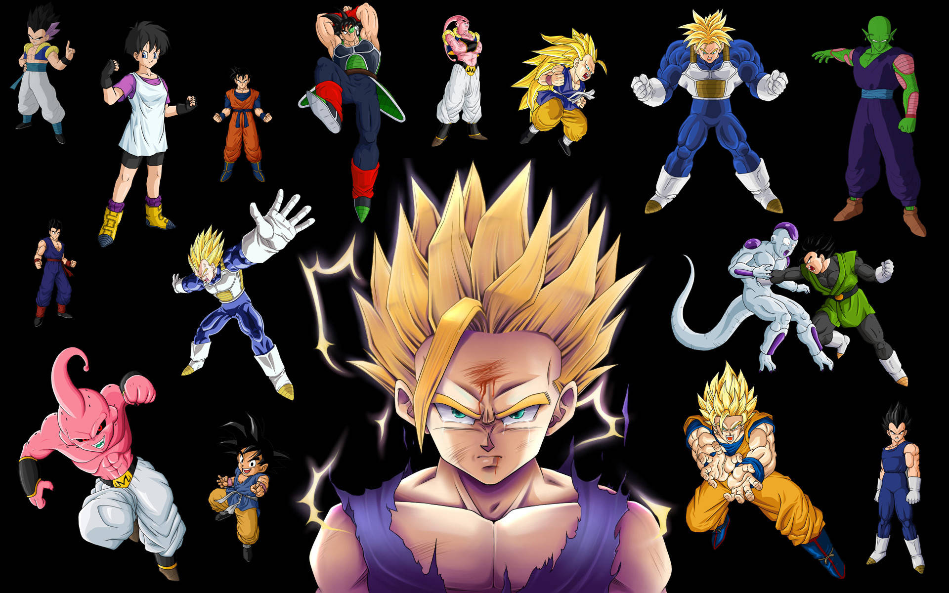 Gohan With Dbz Characters Background
