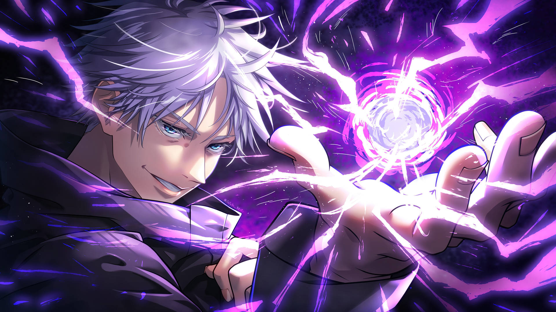 Gojo Sataru With His Glowing Looped Energy Background