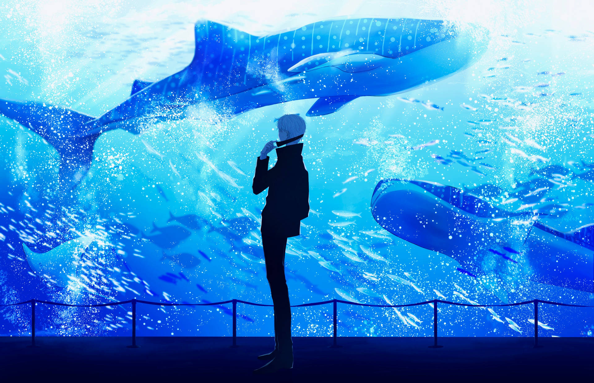 Gojo Satoru In An Aquarium Background