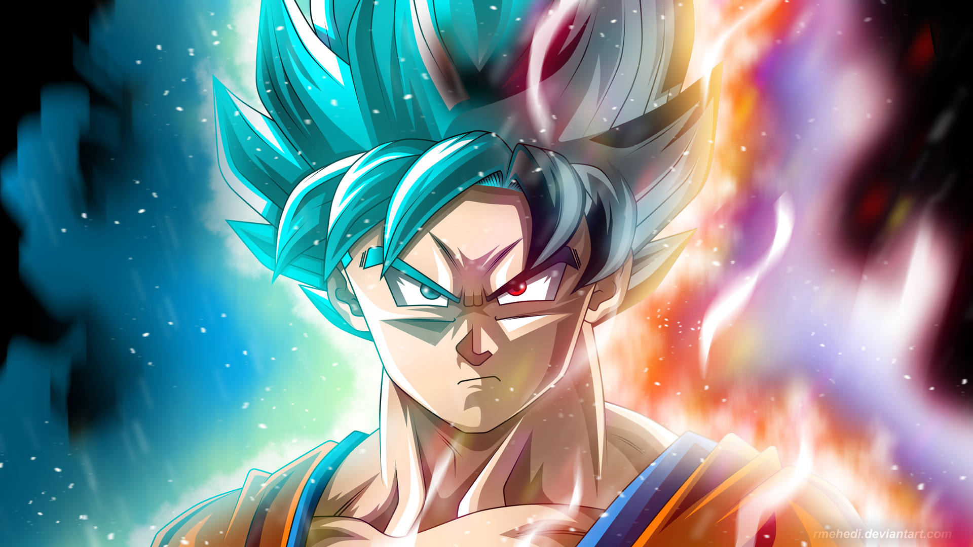 Goku 4k Ultra Hd Half Blue Hair Background