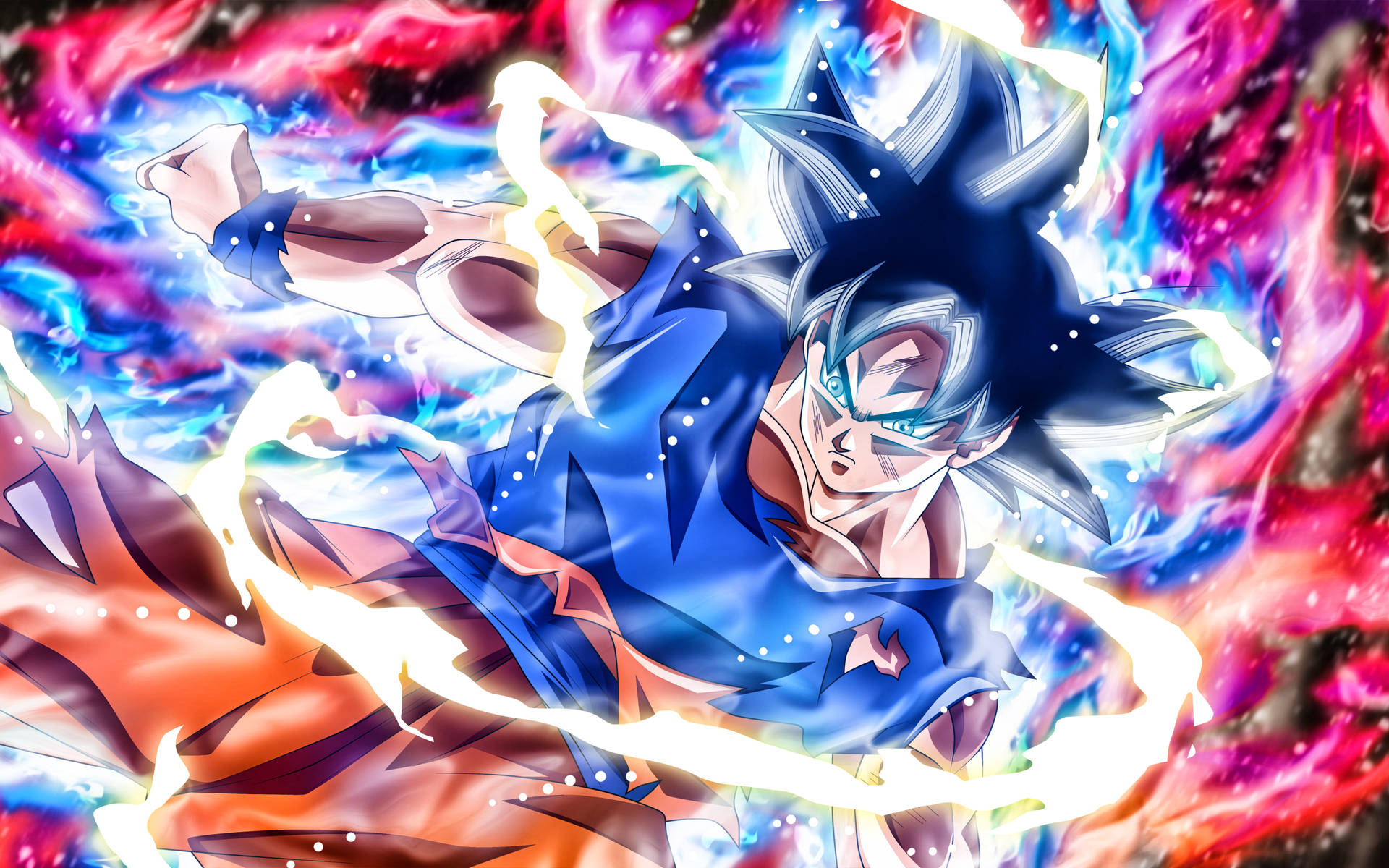 Goku 4k Ultra Hd Red Blue Yellow Aura Background