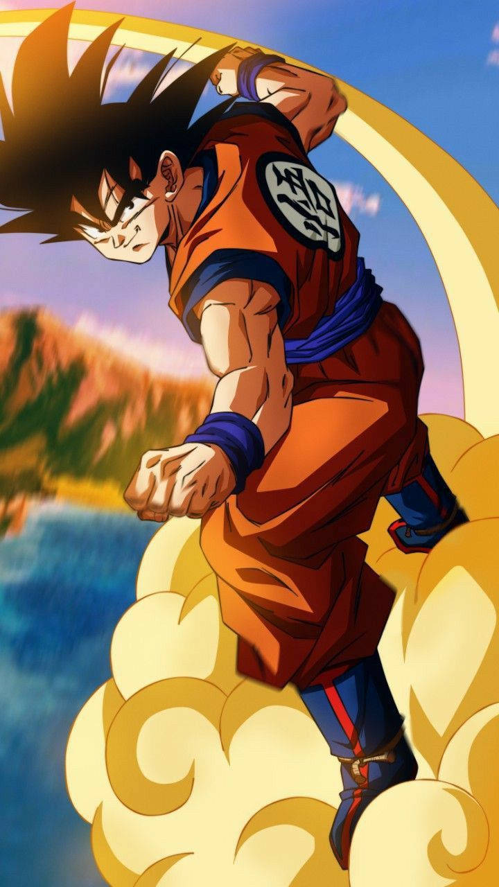 Goku 4k Ultra Hd Riding Flying Nimbus Background