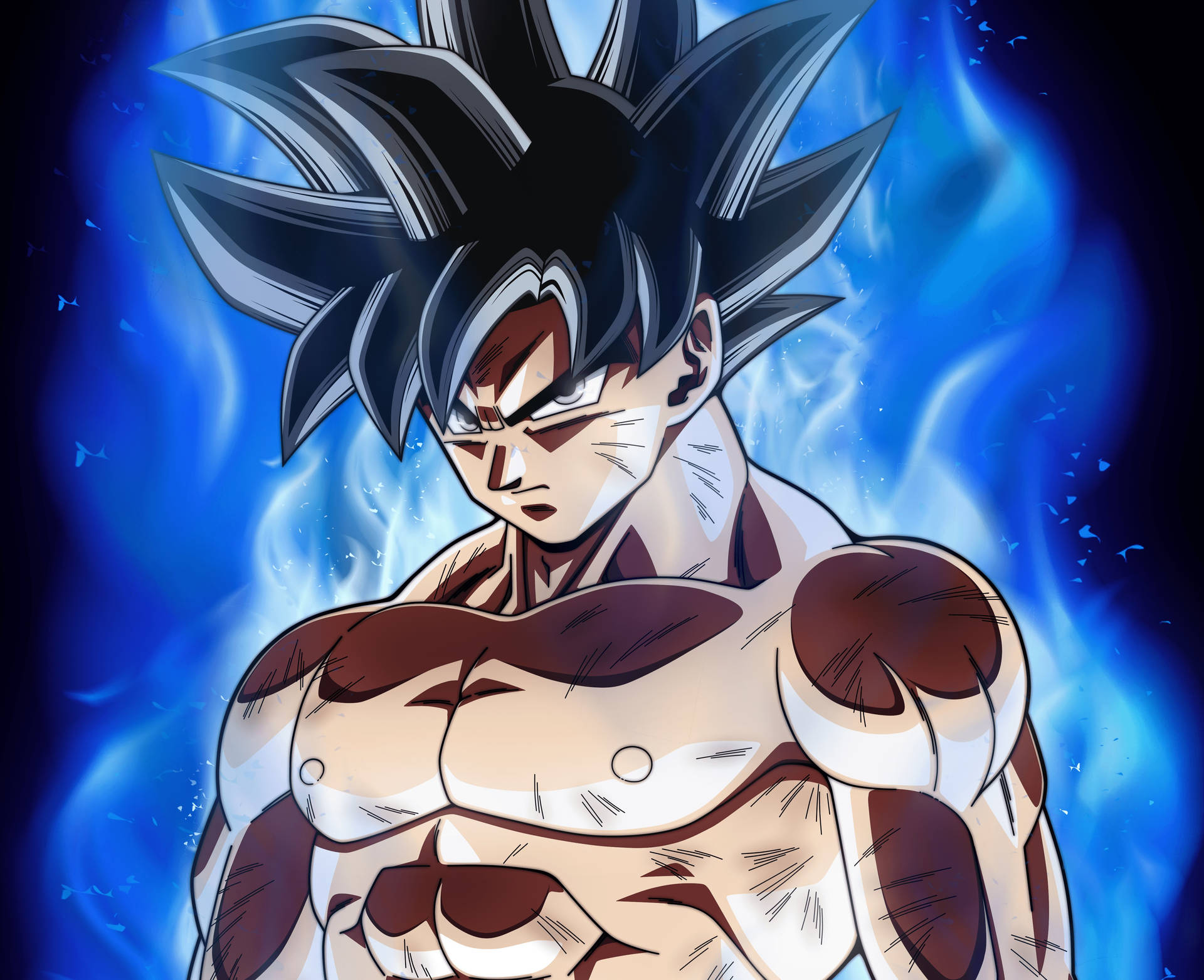 Goku 4k Ultra Hd Shirtless Blue Aura Background