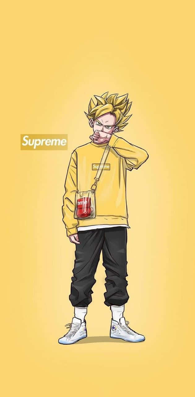Goku Aesthetic Yellow Supreme Background