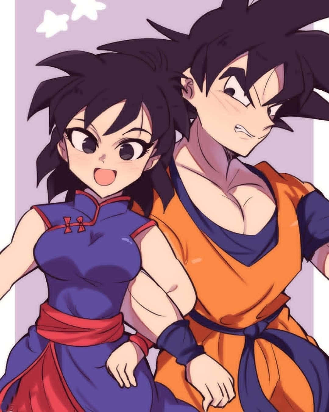 Goku And Chichi, Always Fighting Side By Side. Background